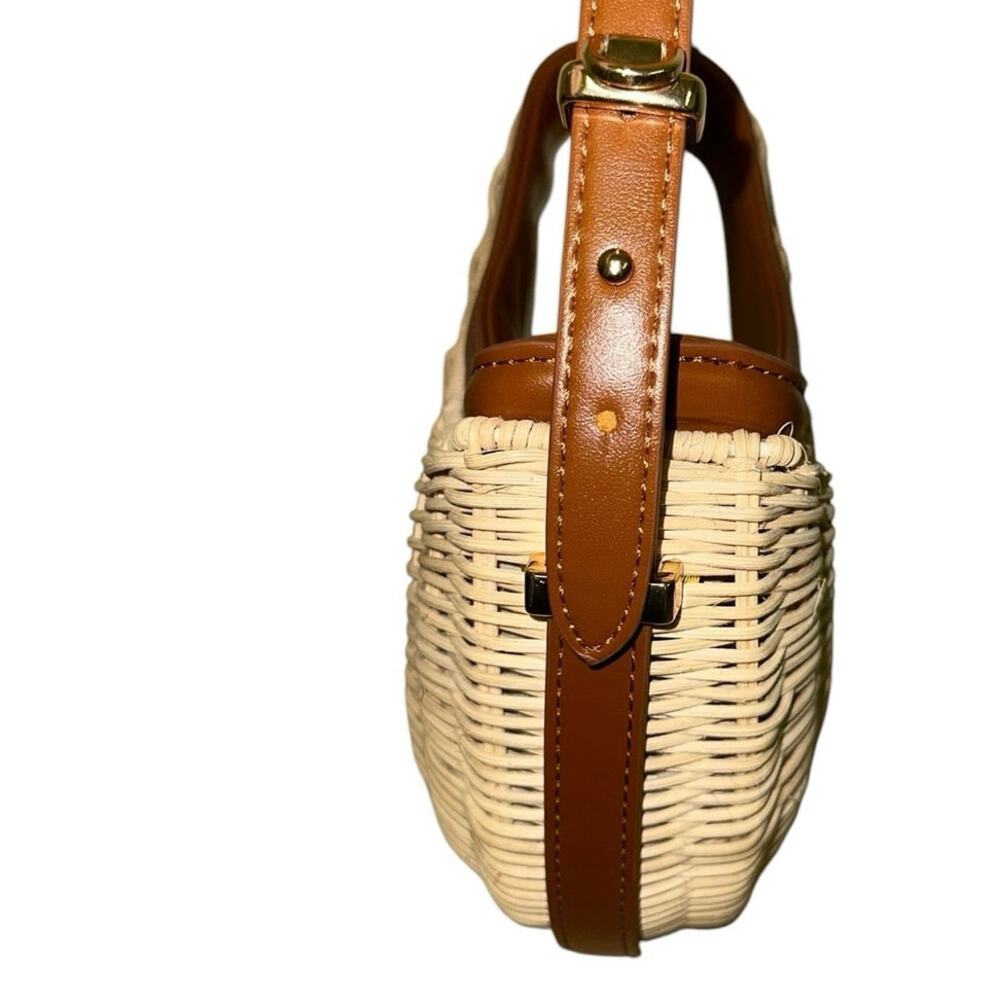 LOULU NWT Wicker Half Moon Shoulder Bag with Crossbody Strap - Picture 5 of 10